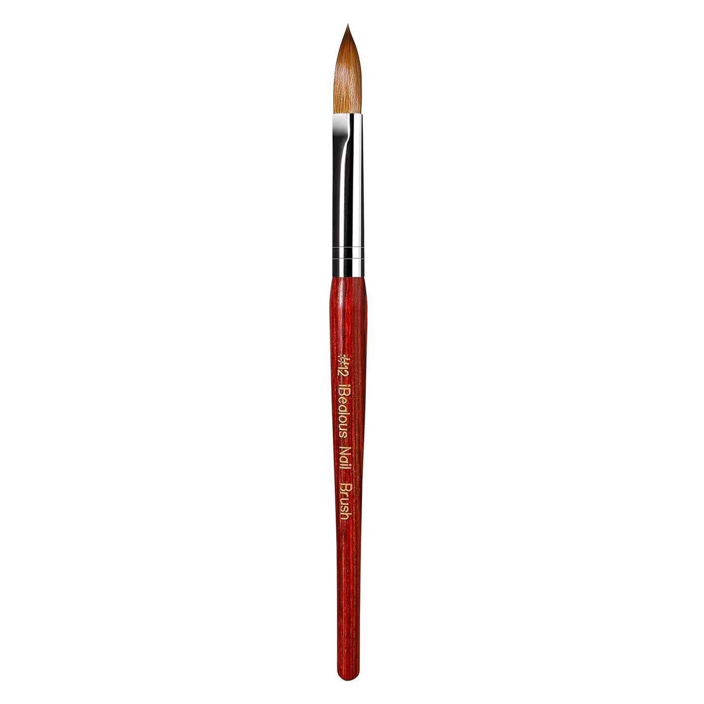 iBealous Kolinsky Red Sable Nail Art Brush - Oval Shaped Tech Beginner Salon Brush, Size 12