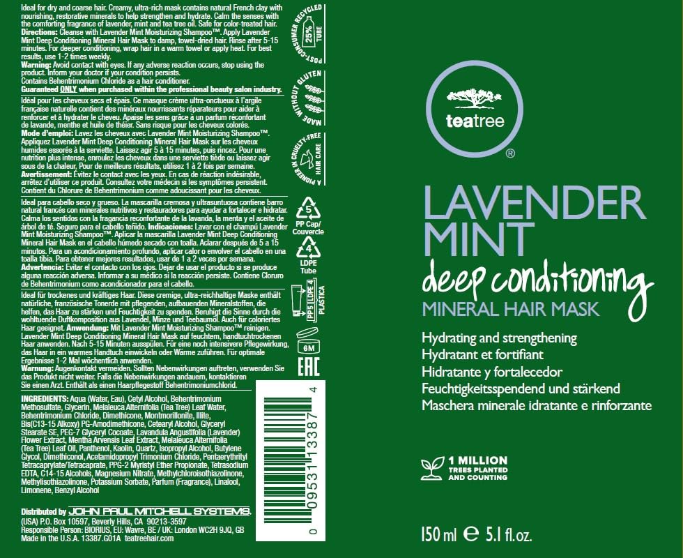 Tea Tree Lavender Mint Deep Conditioning Mineral Hair Mask, Hydrates + Strengthens, For Coarse + Dry Hair
