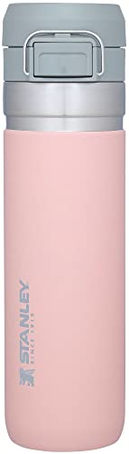 Stanley Quick Flip GO Water Bottle 24 OZ / 0.71 L | Push Button Lid | Leakproof & Packable for Travel & Sports | Insulated Stainless Steel | BPA-Free | Blush