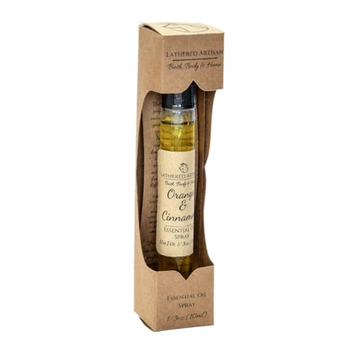Orange & Cinnamon - Natural Essential Oil Perfume by Lathered Artisan - Alcohol-Free Plant Based Oil Perfume and Cologne, Nourishing, and Uniquely Handcrafted (Orange Cinnamon - Spray)