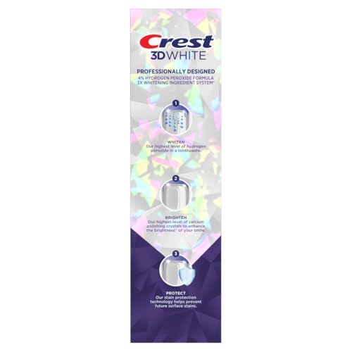 Crest 3D White Brilliance Pro Ultra White Teeth Whitening Toothpaste, 3.8 oz, Anticavity Fluoride Toothpaste, 4% Hydrogen Peroxide, Active Whitening Protection