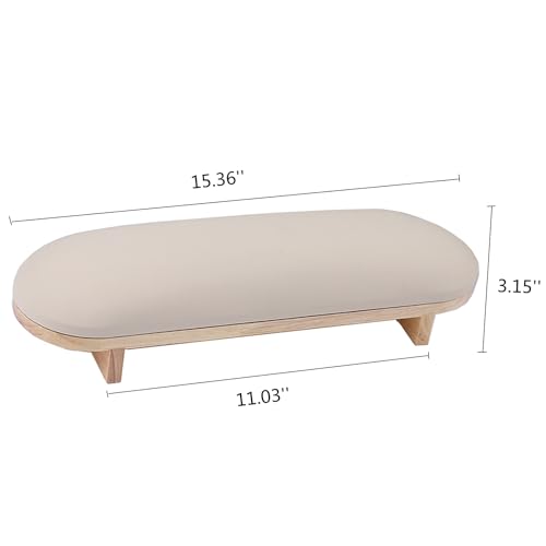 TANG SONG 1PC Sponge Manicure Hand Rest Pillow Wooden Nail Stand Hand Holder Nail Table Manicure Armrest Cushion (Cream Yellow)
