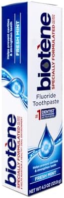 biotène Gentle Formula Fluoride Toothpaste, Fresh Mint 4.3 oz ( Pack of 3), (PPAX1366750)