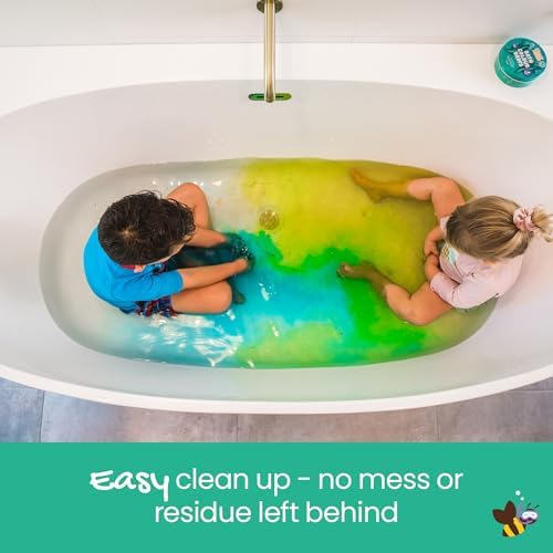 Honeysticks Bath Color Tablets for Kids - Non Toxic Bathtub Drops Made with Natural Ingredients and Food Grade Colors - Fragrance Free - Fizzy, Brightly Colored Bathtime Fun, Great Gift - 36 Drops
