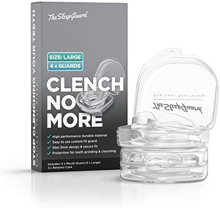 Mouth Guard for Clenching Teeth at Night [Pack of 4, Large Size - Men] – Custom Night Guards for Teeth Grinding – Nighttime Protection During Sleep for Adults