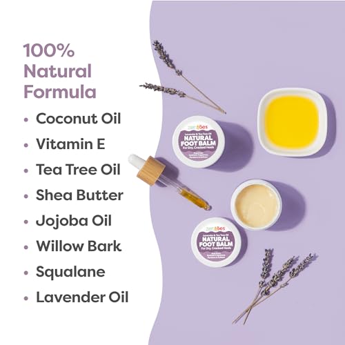 ZenToes Natural Foot Balm | Hydrating Cream for Dry, Cracked Heels & Feet | Enriched with Coconut, Tea Tree, Jojoba & Vitamin E Oils | Soothes & Softens Rough Skin | 2oz