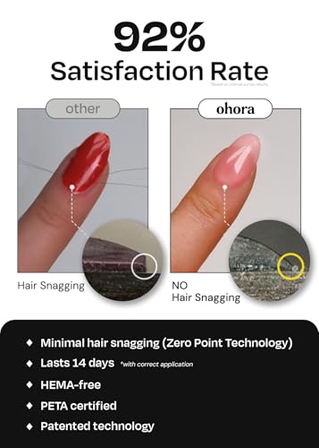 ohora Semi Cured Gel Nail Strips (N Peach Latte) - Pink, Jelly, Works with Any UV/LED Lamps, Salon-Quality, Long Lasting, Easy to Apply & Remove - Includes 2 Prep Pads, Nail File & Wooden Stick