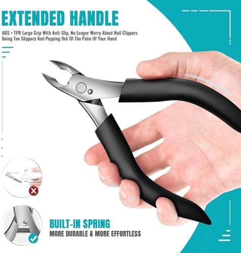 RONAVO Podiatrist Toenail Clippers for Thick Nails & Ingrown Nails,Professional Toenail Cutters Heavy Duty Stainless Steel Pedicure Tool with Wide Jaw&Easy-Grip Handle,Ideal for Seniors,Diabetics,Men