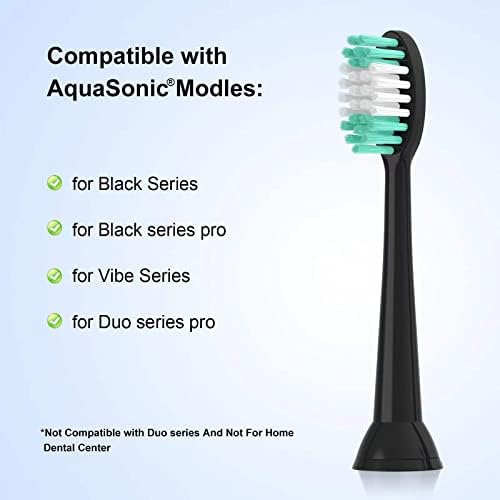 Replacement Toothbrush Heads 10 Pack for AquaSonic Black Series for Vibe Series Black Series pro, and for Duo Series pro Electric Toothbrush,Balck