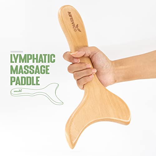 Lymphatic Drainage Paddle & Dry Brushing Body Brush, Wood Body Gua Sha Tool with Dry Skin Brush, Lymphatic Massage Paddle for Anti Cellulite - Body Shaping Contouring Sculpting