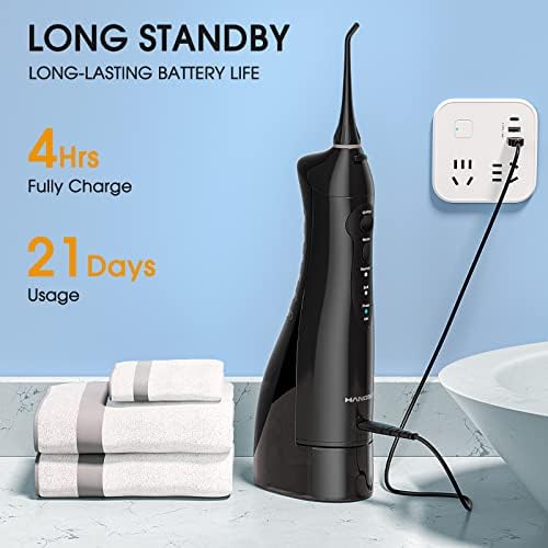 Water Flossers for Teeth Cordless Rechargeable Dental Oral Irrigator Water Jet for Teeth Braces Care with 8 Jet Tips for Travel and Home Use (Black)
