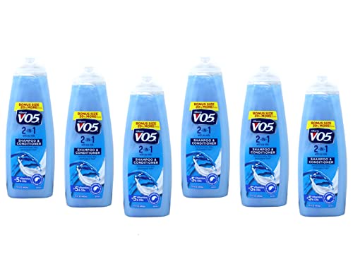 Alberto VO5 2 in 1 Moisturizing Shampoo/Conditioner, Softens and Shines, 6 Pack of 12.5 Oz Bottles