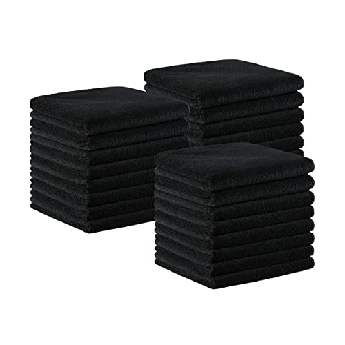 Arkwright Bleach Proof Salon Towels Bulk - Pack of 24 - Ultra Soft, Gentle Microfiber, Highly Absorbent & Quick Dry Spa Facial Towel for Hair Stylist, Nail Shop, and Esthetician, 16 x 27 in, Black