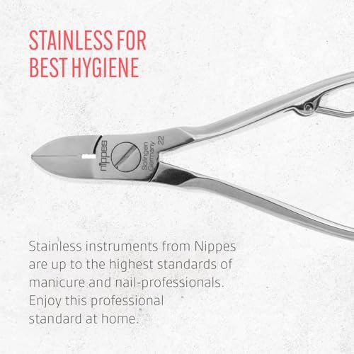 Nippes Stainless Steel Sapphire Nail File - Professional Finger Manicure File - Quality Handmade in Solingen Germany - Ergonomic Hand Grip - for Scraping, Strengthening, Fingernails, Toenails [18cm]