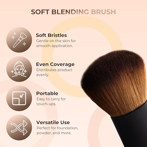 4pc Full Size Kit (Warm Shade) Mineral Makeup Matte Translucent Loose Foundation + Kabuki Brush + Concealer + Finishing Setting Powder + Bare Face Full Coverage SPF 30 All Skin Types Waterproof
