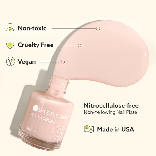 Dazzle Dry Nail Lacquer (Step 3) - Girlishly Giddy - A classic light pink with cool undertones. Full coverage cream. (0.5 fl oz)