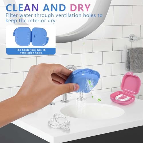 WSSROGY 18 Pack Retainer Case Container Holder Colorful Orthodontic Mouth Guard Holder Case Aligner with Vent Holes for Daily Use