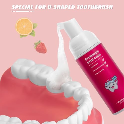 Fluoride Free Foam Kids Toothpaste - ELOTAME 2 Pack Natural Teeth Clean and Whitening Toothpaste with Strawberry Mint Flavor, Organic Travel for Toddler