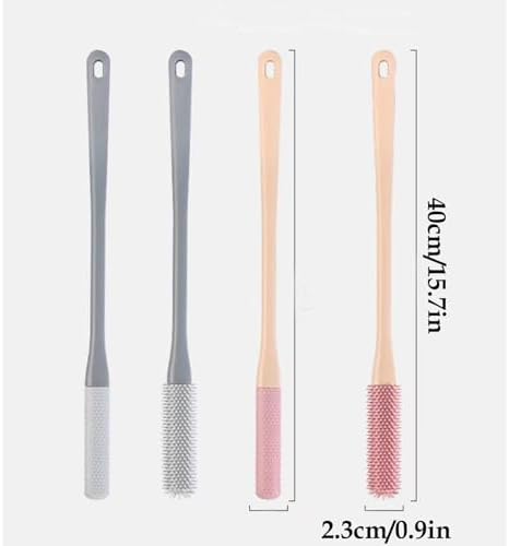 Toe Cleaning Brush,15.7" Foot Scrubber in Shower with Long Handle Shower Foot Scrubber Foot Brush Toe Scrubber for Exfoliating for Men,Women and Seniors(Pink)