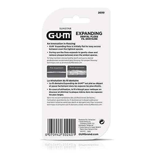 Expanding Dental Floss - Waxed Woven Floss - Effective Plaque Removal for Tight Teeth - Unflavored, 1 Count(Pack of 6)