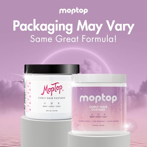 MopTop Curly Hair Gel Custard - Styling Gel for Moisturizing and Defining Soft Curls, Lightweight and Anti Frizz, Curly Hair Products for Waves, Coils & Kinks (Citrus Kumquat, 16oz)
