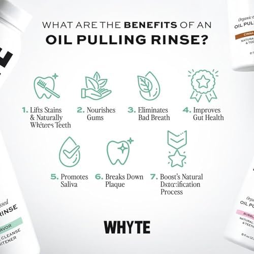 Whyte Spearmint Oil Pulling Rinse with Organic Cold-Pressed Coconut Oil, Helps Maintain Gum Health & Freshens Breath - 8 fl oz