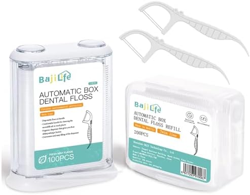 Twin-Line Dental Floss Dispenser,100 Count Twin-Line Floss Pick Dispenser with 1 Boxes of 200 Count Twin-Line Dental Flossers Picks - Perfect for Home and Travel, Total 300 Twin-Line Flossers