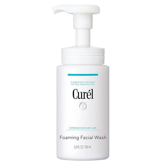 Curel Japanese Skin Care Foaming Facial Wash, Face Wash for Dry, Sensitive Skin, Cleanses and Protects Natural Ceramides, pH Balanced, Fragrance & Alcohol Free Facial Cleanser, Step 2 of 2, 5 Fl Oz