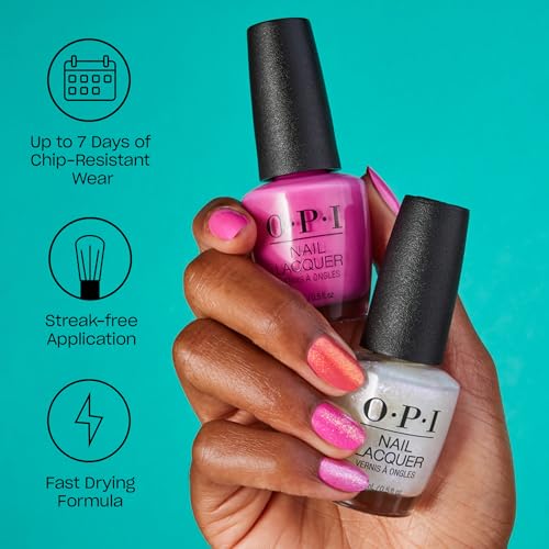 OPI Nail Lacquer Nail Polish | Opaque Light White & Gray Shimmer Chip Resistant Nail Polish | Vegan, Fast Drying, Streak Free