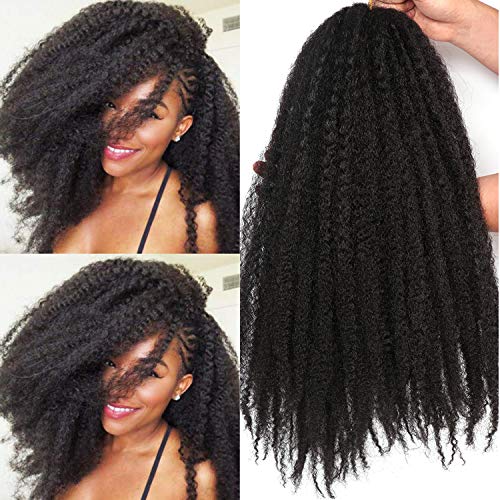 Marley Twist Braiding Hair-18 Inch 90Roots/unfold Soft Marley Twist Hair For Twists 3 Packs Lightweight Cuabn Twist Hair For Black Women (18 Inch 3 Packs, 1B#)