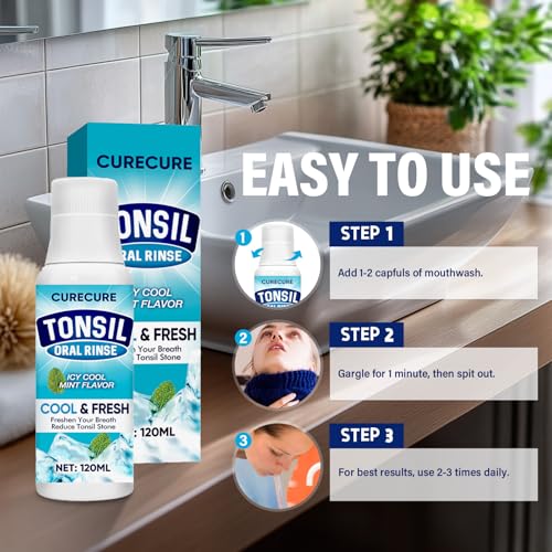 Tonsil Stone Mouthwash, Tonsil Stone Remover Help Soothe Tonsils, Remove Bad Breath and Relieve Dry Mouth, 120 ML