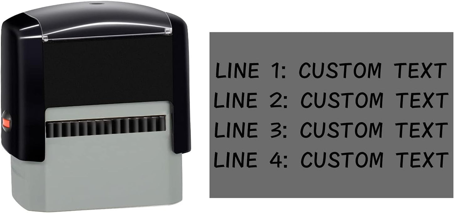 Personalized Stamp (47 x 18mm -4 Lines)- Custom Self Inking Rubber Stamps- Return Custom Address Stamp (Red)