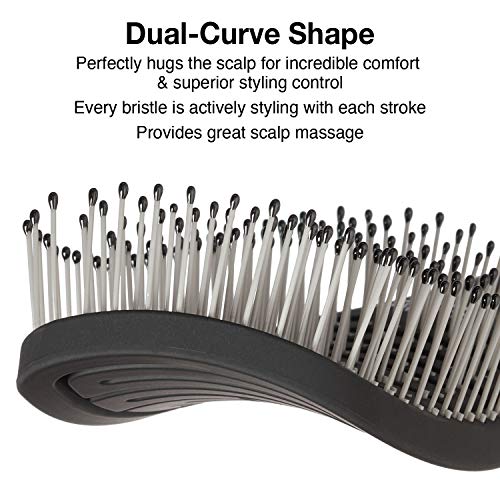 Olivia Garden iDetangle Hair Brush - Dual-Curve Shape, Adjusts Tension by Hair Type