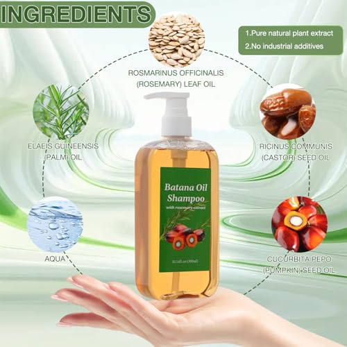Shampoo De Batana, Rosemary Oil Shampoo,Batana with Rosemary Extract, Para La Caida Del Cabello, Nourishing & Regenerating Hair-Soft and Fluffy for Men & Women