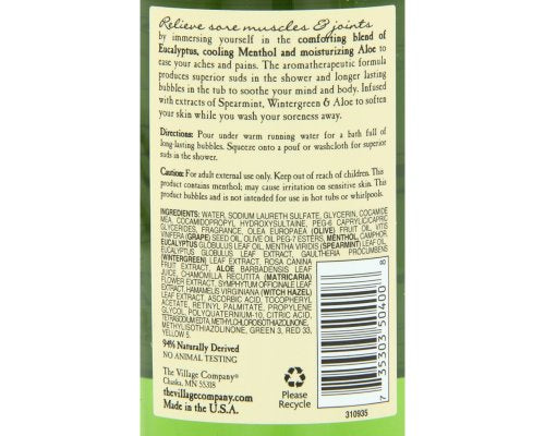 Village Naturals Therapy Aches and Pains Muscle Relief Foaming Bath Oil and Body Wash 16oz (3-pack)