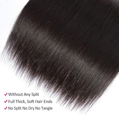 10A Straight Bundles Human Hair 16 18 20 Inch 100% Unprocessed Virgin Brazilian Straight Human Hair Weave 3 Bundles Natural Black Color