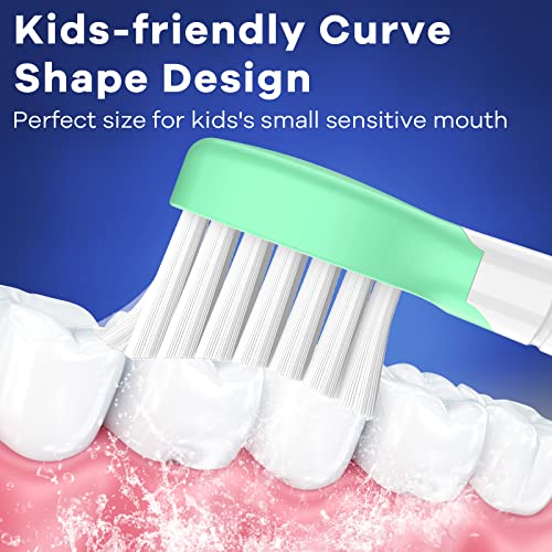Toptheway Kids Toothbrush Heads for Philips Sonicare: Soft Electric Replacement Brush Compatible with Phillips 6032/94 6321 6340 6042 6320 6330 Compact Head for Child 3-7, Pink Girl Green Boy 8 Pack