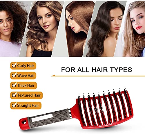 Ultra Detangling Brush, Magical Brush Detangler, For Wet Or Dry Detangling HairBrush For Men, Women And Kids, Fast Drying Styling Massage Hairbrush (Pink+Purple)