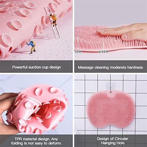 Shower Foot and Back Scrubber Massage Pad, Wall-Mounted Back Scrubber with Non-Slip Suction Cups, Bathroom Shower Foot Scrubber Mat Exfoliating Bath for Women and Men (Blue)