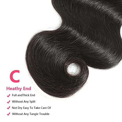 10A Brazilian Body Wave Bundles 20 22 24 Inch Human Hair Bundles 100% Unprocessed Virgin Hair Body Wave 3 Weave Bundles Deals Human Hair 1B Natural Black