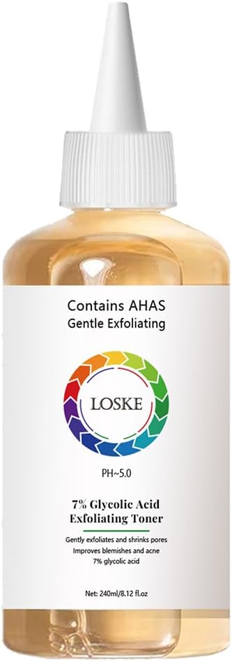 7% Glycolic Acid Face Exfoliating Toner for Clear Skin, Pore Minimizer, Radiant Complexion Enhancer, Daily Use Gentle Formula Suitable for All Skin Types