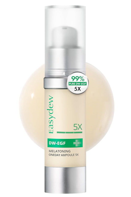 Easydew DW-EGF Melatoning Ampoule 5X - Hydrating Dark Spot Serum with Niacinamide & Glutathione for Uneven Skin - Fast Absorbing Day & Night Ampoule Korean Skin Care (Bottle 1.01 fl oz, EGF 5X)