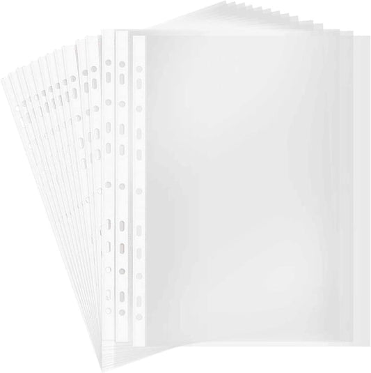 A4 Punched Pocket, Sheet Protectors, 100 Pages Clear Sheet Protectors for Binders, Heavy Duty Plastic Page Protectors Sheet Reinforced 11-Hole, Top Loading Paper Protector for Home, Office