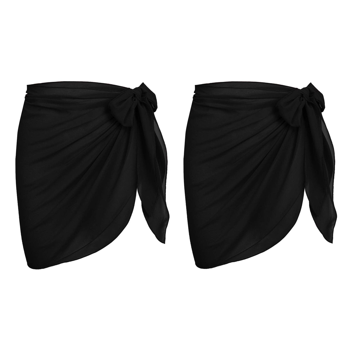 Zando Bathing Suit Coverups for Women Chiffon Swimsuit Cover Ups Beach Coverups Swim Skirt Bottom Bikini Cover Ups for Swimwear Women Short Sarong Tummy Control Swimsuits Black & Black One Size