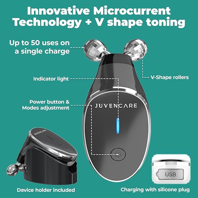 Microcurrent Facial Device- 6 in 1 Advanced Face Microcurrent Device- Microcurrent Facial Machine- Skin Care (Dark Grey)