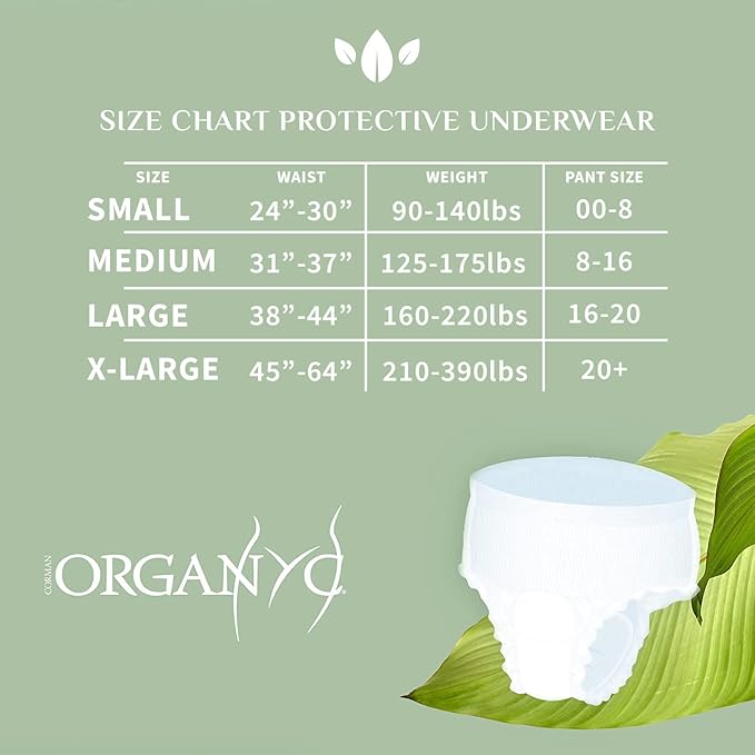 Organyc Bladder Control Underwear for Women - Organic Cotton Protective Underwear for Incontinence, Leak Protection, Odor Protection and Sensitive Skin, FSA/HSA Eligible, Large, 12 Count