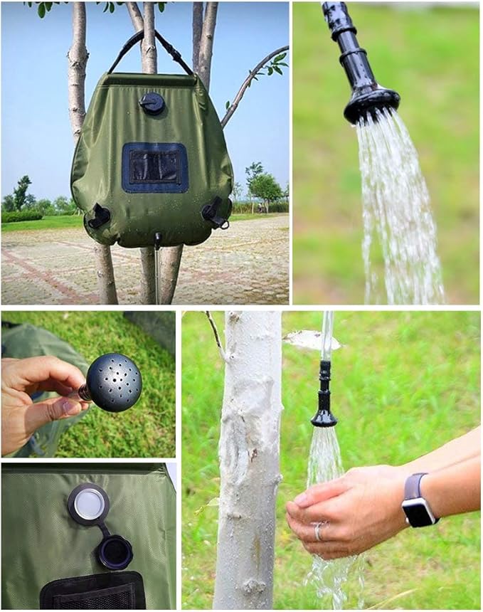 Winterworm Solar Shower Bag with Removable Hose and On-Off Switch-able Shower Head for Camping Beach Swimming Outdoor Traveling Hiking Shower(20 L/5-Gallon)