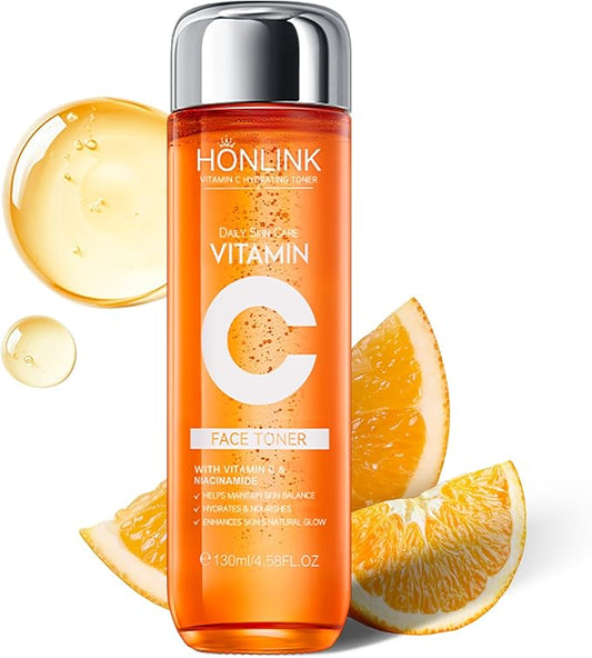 5X Vitamin C Toner HONLINK Facial Care Toner, Hyaluronic Acid Hydrating Facial Treatment for Even Skin Korean Tone, Safe Glowing Skin 130ml,K-Beauty,Tk Popular Skin Care Products, Women Gift