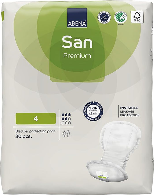 Abena San Premium Incontinence Pads, Moderate Absorbency, (Sizes 4 to 7), Size 4, 180 Count
