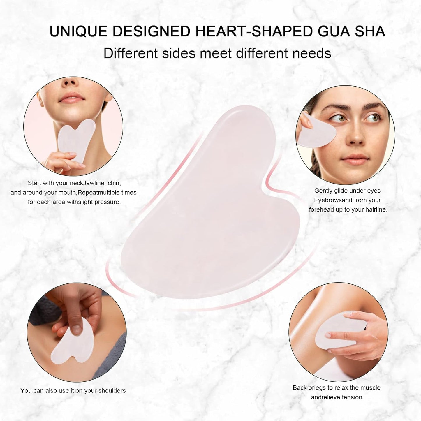 Jade Roller for Face, Facial Roller Massager Skin Care Tool, Gua Sha Facial Tools for Face, Neck, Eyes, Reduce Puffiness of The Skin (APink)